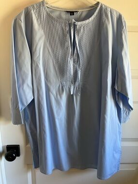 Lands' End Light Blue Women’s Pintuck Button-Down Tunic